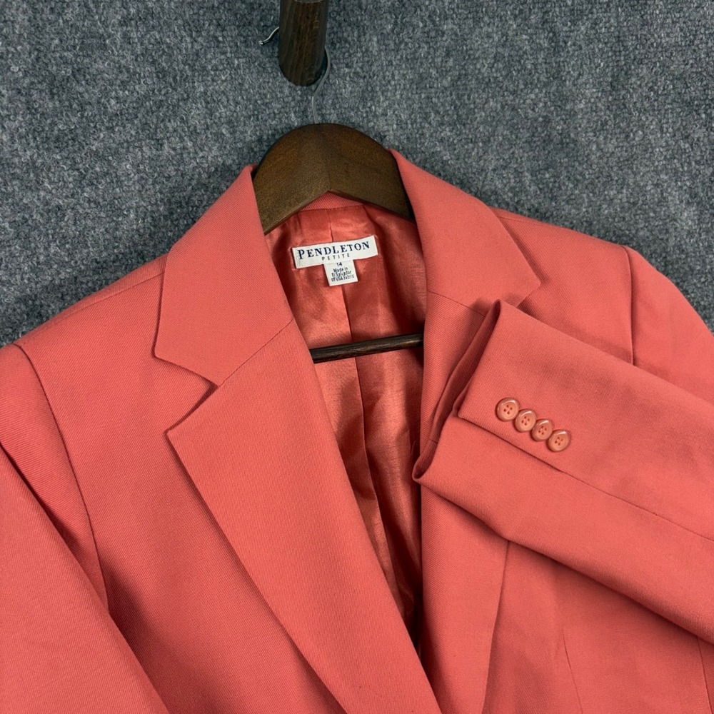 Pendleton Petite Women's Blazer Size 14 Coral Pink